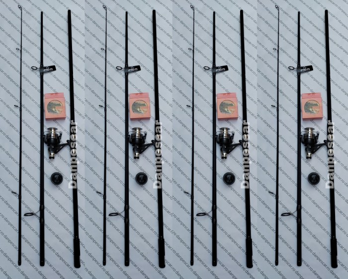 SET 4 Lansete CRAP FL ATTACK 3,9m din 3 bucati + 4 Mulinete HFR6000 + 4role FIR