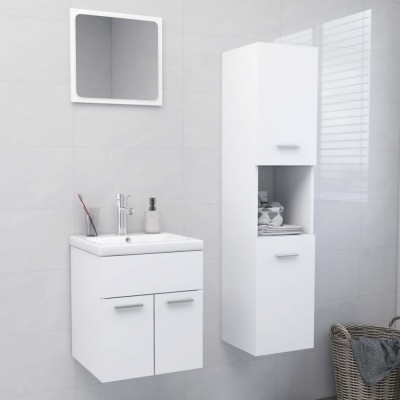 vidaXL Set mobilier de baie, alb, lemn prelucrat foto