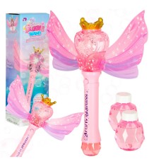 Jucarie interactiva, masina de facut baloane de sapun in forma de bagheta printesa, roz