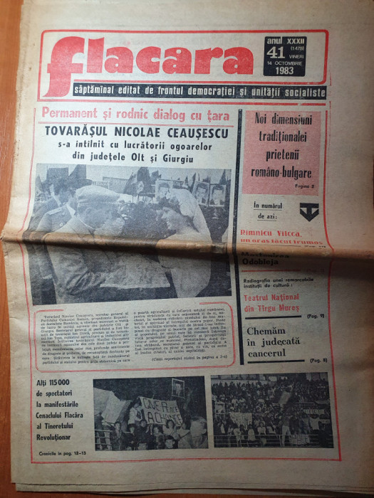 flacara 15 aprilie 1983-ceausescu vizita in jud. olt si giurgiu,ceanclul flacara