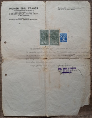 Certificat privind activitate emis si semnat de arhitectul Emil Prager, 1941 foto