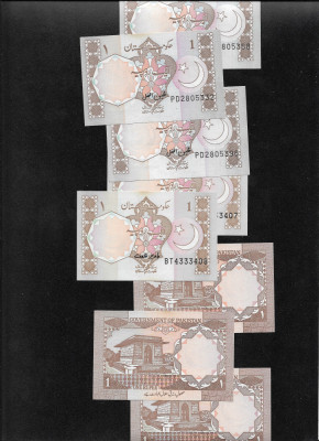 Pakistan 1 rupee rupie 1983 aunc unc diferite semnaturi pret pe bucata foto