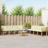 vidaXL Set de canapele de exterior cu pernă 9 pcs Alb și crem 3389320