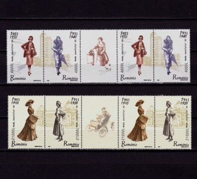 ✅RO 2003 , LP 1623+a ,&amp;quot;Moda Sec . XX &amp;quot;,straif din coala :2 serii + 1 vinieta ,MNH foto