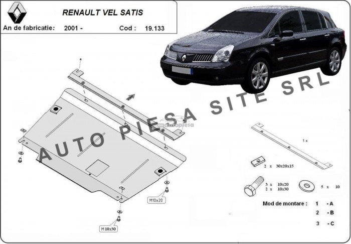 Scut metalic motor Renault Vel Satis fabricat in perioada 2001 - 2007 APS-19,133