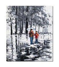 Tablou pictat manual, Cu mama mea, stilizat - 60x50cm ulei in cutit efect 3D, gata de expus pe perete foto