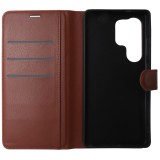 Husa tip carte cu stand Techsuit, aspect piele maro, pentru Samsung Galaxy S25 Ultra