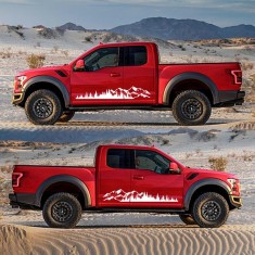Set 2 stickere autoadezive pentru vehicule Off Road, model Forest Mountains , dimensiune 100 x 20 cm, culoare Alba