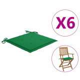 Perne scaun de grădină, 6 buc., verde, 40x40x3 cm, textil, vidaXL