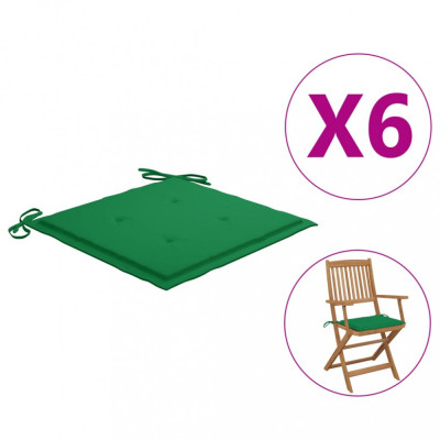 Perne scaun de grădină, 6 buc., verde, 40x40x3 cm, textil foto