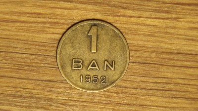 Romania - moneda de colectie raruta - 1 ban 1952 cu stema RPR - stare f buna ! foto