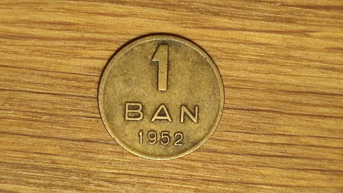 Romania - moneda de colectie raruta - 1 ban 1952 cu stema RPR - stare f buna !