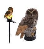 Lampa solara decorative, model bufnita cu LED, maro