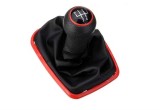 Nuca Schimbator Viteze + Manson VW Golf 4 Jetta Bora (1999-2004) 5+R, Piele Ecologica, Rama Rosie 12mm