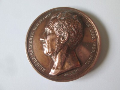Rara! Franta medalie semnata E.Rogat 1834:Eusebe Salverte deputat Arodismentul 5 Paris,politician,poet si scriitor(stiintele oculte..),D=51 mm,G=86 gr foto