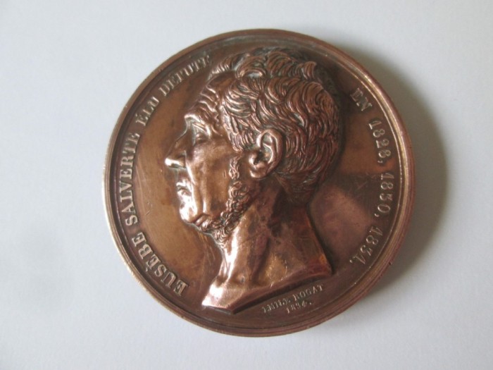 Rara! Franta medalie semnata E.Rogat 1834:Eusebe Salverte deputat Arodismentul 5 Paris,politician,poet si scriitor(stiintele oculte..),D=51 mm,G=86 gr