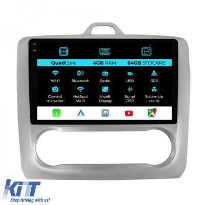 Navigatie Dedicata Ford Focus (2004-2012),QuadCore, 9Inch, 4Gb Ram, 64Gb Stocare, Carplay, Clima automata Performance AutoTuning foto