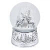 Glob Lichid Decorativ Crăciun, Muzical, Cerb și Brazi, Alb Argintiu, Diametru 10cm, &Icirc;nălțime 14cm, Oem