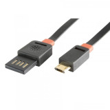 Cablu de incarcare/transfer date microUSB, 5V, mufa reversibila, flexibil, Home