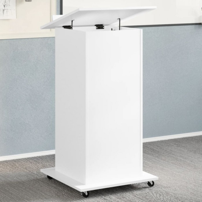 Gossi pupitru cu roti si sertar alb 55x55x107 cm lemn prelucrat