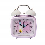 Cumpara ieftin Ceas de masa desteptator pentru copii Pufo Joy, cu buton de iluminare cadran, 16 cm, model Happy Bunny, patrat