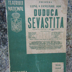 DUDUCA SEVASTITA , COMEDIE IN 3 ACTE de ION SAN GIORGIU , 1939