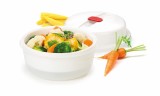 Cumpara ieftin Vas de gatit cu abur Tescoma 705010 Purity pentru cuptorul cu microunde, 21 cm, alb - RESIGILAT
