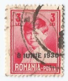 Romania, LP 83m/1928, Mihai I, &quot;supratipar 8 IUNIE 1930&quot;, 3 lei, eroare, obl., Stampilat