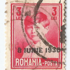 Romania, LP 83m/1928, Mihai I, "supratipar 8 IUNIE 1930", 3 lei, eroare, obl.