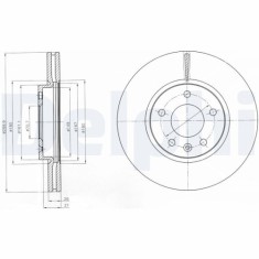 Set discuri frana fata DELPHI, Chevrolet Cruze, 2009-, Orlando (J309), 2010-; Opel Astra J (P10), 09.2009-10.2015, Mokka / Mokka X (J13), 06.2012-, Z