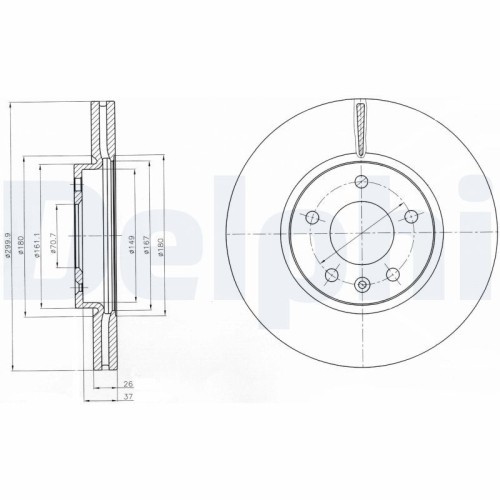 Set discuri frana fata DELPHI, Chevrolet Cruze, 2009-, Orlando (J309), 2010-; Opel Astra J (P10), 09.2009-10.2015, Mokka / Mokka X (J13), 06.2012-, Z