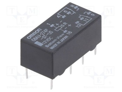 Releu electromagnetic DPDT 12V 2A OMRON G6A PCB foto