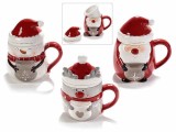 Cumpara ieftin Set 3 cani cu infuzor ceai Craciun ceramica multicolora &Oslash; 8 cm x 14 H, 400 ml
