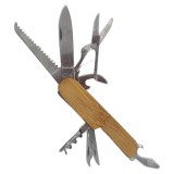 Briceag tip Swiss tirbuson metalic cu 9 functii, lemn