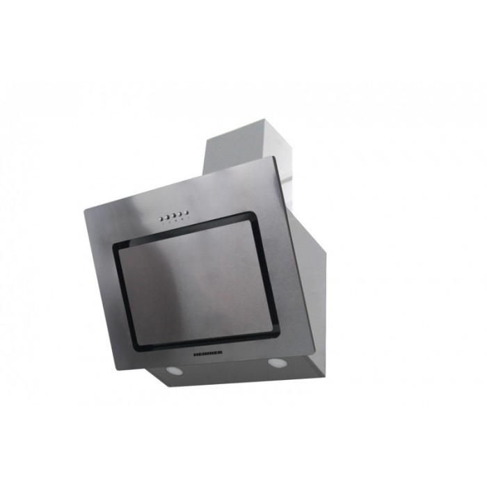 Hota decorativa Heinner, 60 cm, 594.5 m&sup3;/h, 1 motor, 3 viteze, butoane push, inox, filtru lavabil, Argintiu