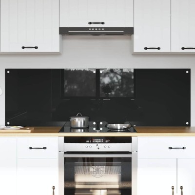 vidaXL Spate de bucătărie Negru 80 x 50 cm sticlă securizată 3415546 foto