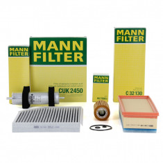 Pachet Revizie Filtre Aer + Polen + Ulei + Combustibil Mann Filter Audi Q5 8R 2008→ 2.0 TDI 120-177 PS