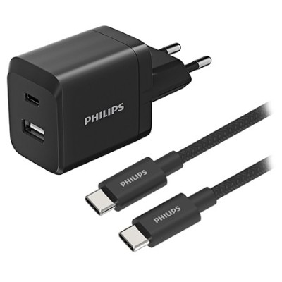 INCARCATOR RETEA DUAL USB-A USB-C 45W PHILIPS foto
