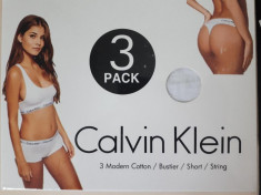 SET CALVIN KLEIN DAMA, BOXERI/TAMGA/BUSTIERA--BUMBAC !3 PIESE ! foto