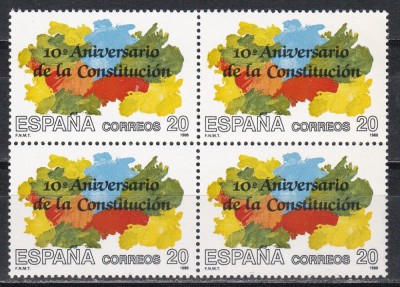 Spania 1988 - A 10-a aniversare a Constituției, Bloc de 4, MNH foto
