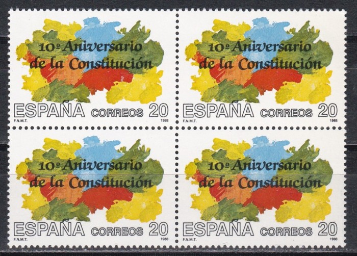 Spania 1988 - A 10-a aniversare a Constituției, Bloc de 4, MNH