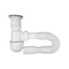 Sifon pentru chiuveta cu racord flexibil, COD1061, alb, 1&quot;1/2 - 32 mm