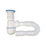 Cumpara ieftin Sifon pentru chiuveta cu racord flexibil, COD1061, alb, 1&quot;1/2 - 32 mm