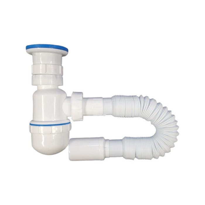 Sifon pentru chiuveta cu racord flexibil, COD1061, alb, 1&quot;1/2 - 32 mm