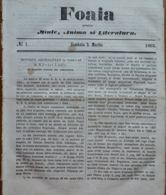 Foaia pentru minte , inima si literatura , nr. 7 , 1862 , poezie Bolintineanu foto