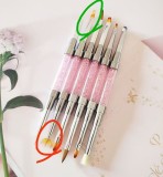 Set de pensule pentru gel cu două capete Global Fashion, 6 buc