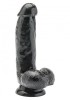Dildo Realist 15cm cu Testicule Get Real - Negru, Ventuza, PVC Fara Ftalati, Flexibil, Stimulare Punct G, Jucarie Sexuala Adulti