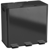 HOMCOM Coș de Gunoi cu 3 Secțiuni de 20L cu Pedală și 2 Capace cu &Icirc;nchidere Silențioasă, Coș de Gunoi din Oțel Inoxidabil și PP, 61.9x36.6x56.7 cm, Ne