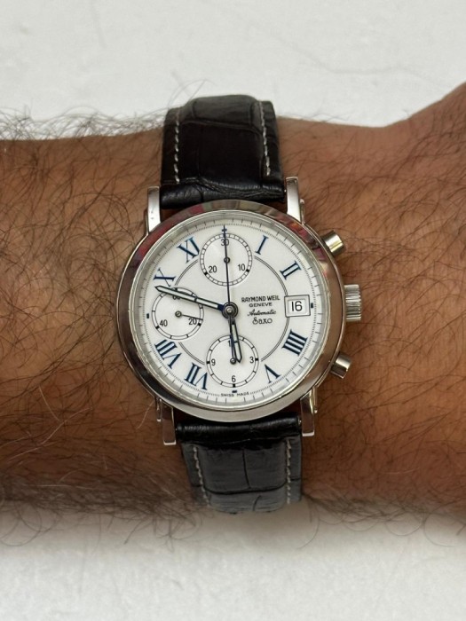 CEAS RAYMOND WEIL SAXO - Auto - Chrono - Ref. 7720 - Swiss - Cadran Portelan !