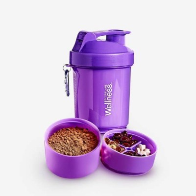 Shaker inteligent 600 ml cu compartimente de organizare, sita de mestecare si breloc de prindere foto